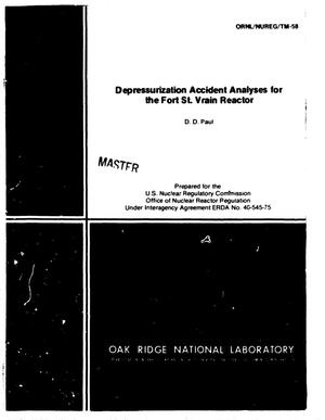 Depressurization accident analyses for the Fort St. Vrain Reactor