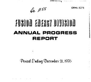 Fusion Energy Division annual progress report for period ending December 31, 1976