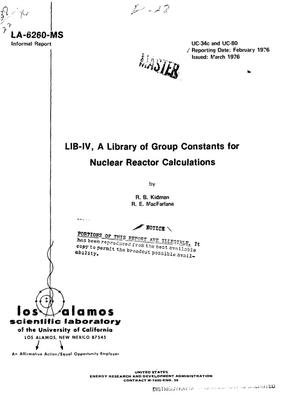 LIB-IV, a library of group constants for nuclear reactor calculations. [50-group, 101-isotope library generated with MINX from ENDF/B-IV]