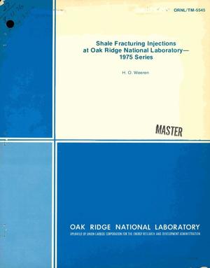 Shale fracturing injections at Oak Ridge National Laboratory: 1975 series
