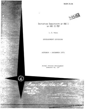 Initiation sensitivity of HNS I by HNS II MDF. Progress report, October--December 1975