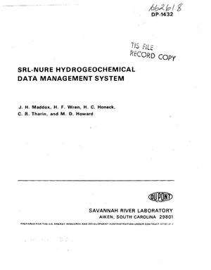 SRL-NURE hydrogeochemical data management system