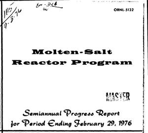 Molten-salt reactor program. Semiannual progress report for period ending February 29, 1976