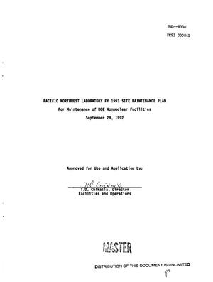 Pacific Northwest Laboratory FY 1993 Site Maintenance Plan for maintenance of DOE nonnuclear facilities