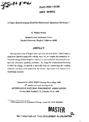 A finite Zitterbewegung model for relativistic quantum mechanics