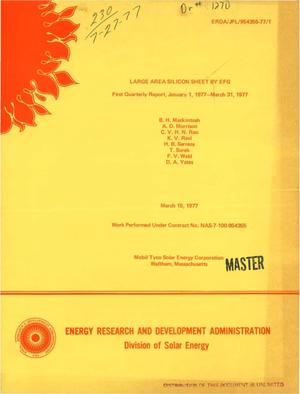 Large area silicon sheet by EFG. First quarterly report, January 1, 1977--March 31, 1977