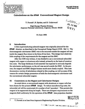 Calculations on the STAR conventional magnet design