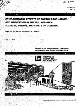 Environmental effects of energy production and utilization in the U. S. Volume I. Sources, trends, and costs of control