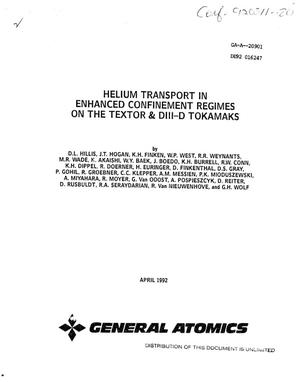 Helium transport in enhanced confinement regimes on the TEXTOR and DIII-D tokamaks