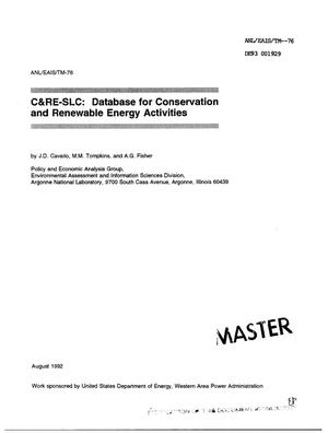 C RE-SLC: Database for conservation and renewable energy activities