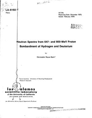 Neutron spectra from 647- and 800-MeV proton bombardment of hydrogen and deuterium. [Cross sections]