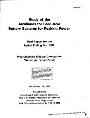 Study of the auxiliaries for lead--acid battery systems for peaking power. Final report for the period ending October 1976