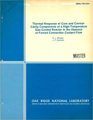 Thermal response of core and central-cavity components of a high-temperature gas-cooled reactor in the absence of forced convection coolant flow. [NATCON code]