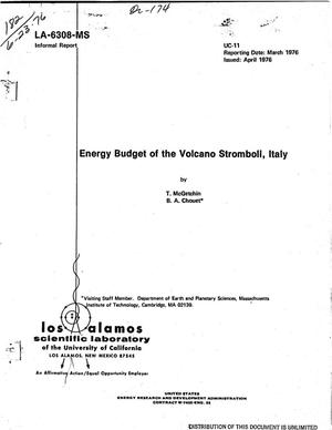 Energy budget of the volcano Stromboli, Italy. [Power potential of 100- to 1000 MW]