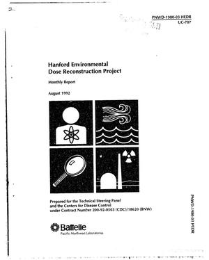 Hanford Environmental Dose Reconstruction Project monthly report, August 1992