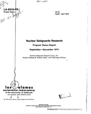 Nuclear safeguards research. Program status report. Progress report, September--December 1975