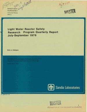 Light water reactor safety research program quarterly report, July--September 1976. [Molten core-concrete interactions]