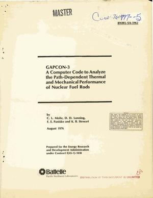 GAPCON-3: a computer code to analyze the path-dependent thermal and mechanical performance of nuclear fuel rods. [BWR and PWR]