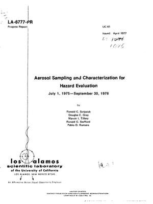 Aerosol sampling and characterization for hazard evaluation. Progress report, July 1, 1975--September 30, 1976. [Pu aerosols]