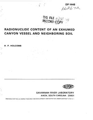 Radionuclide content of an exhumed canyon vessel and neighboring soil. [Health hazards from long-time buried radiochemical process equipment]