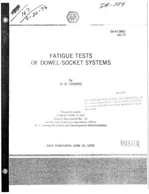 Fatigue tests of dowel-socket systems. [HTGR]