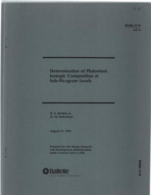 Determination of plutonium isotopic composition at sub-picogram levels. [Measurement of Pu-239, -240, -241, and -242 by. cap alpha. and mass spectroscopy]