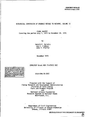 Biological conversion of organic refuse to methane. Final report, July 1, 1973--November 30, 1976. [Computer program for simulation of an urban refuse processing system]