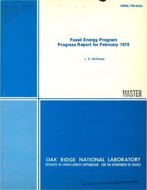 Fossil energy program. Progress report for February 1978
