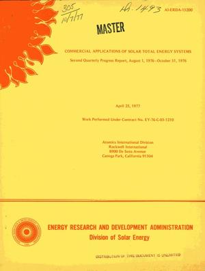 Commercial applications of solar total energy systems. Second quarterly progress report, August 1, 1976--October 31, 1976