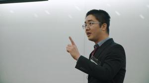 [Photograph of Po Hsuen Kuo at the Fall 2018 Three Minute Thesis (3MT®) Final Competition]