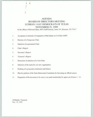 [Agenda for the Board of Directors Meeting Lesbian and Gay Democrats of Texas]