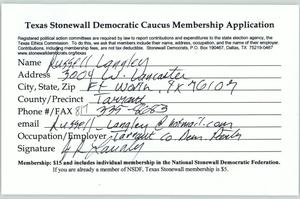 [Texas Stonewall Democratic Caucus Application for Russell Langley]