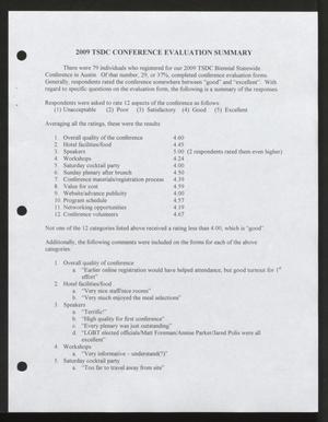 Primary view of object titled '2009 TSDC Conference Evaluation Summary'.