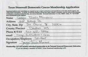 [Texas Stonewall Democratic Caucus Application for Sergio Tomas Moreno]