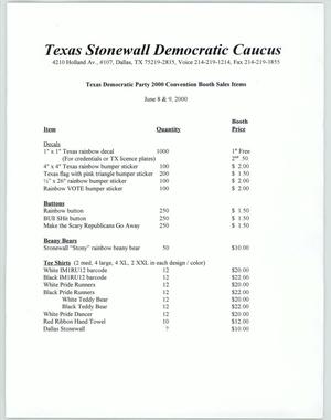 Primary view of object titled '[Texas Democratic Party 2000 Convention Booth Sales Items]'.