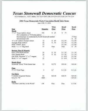 [Texas Democratic Party 2004 Convention Booth Sales Items]