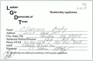[Texas Stonewall Democratic Caucus Application for Clarence Bagby]