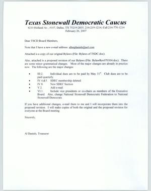 [Letter from Al Daniels to TSDC Board Members]