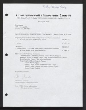 Primary view of object titled '[Public Review Copy of Summary of Texas Ethics Commission Filing]'.
