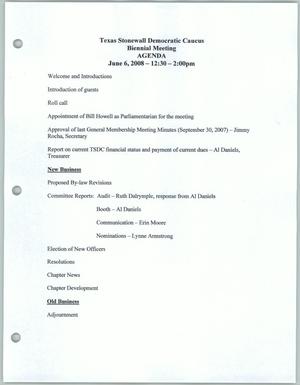 Primary view of object titled '[Agenda for the Texas Stonewall Democratic Caucus Biennial Meeting]'.