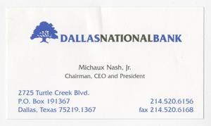 [Business card for Michaux Nash, Jr.]