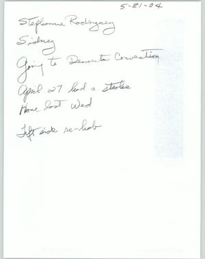 Primary view of object titled '[Handwritten note about Stephanie Rodriguez]'.