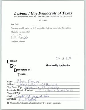 [Texas Stonewall Democratic Caucus Application for Chris Foster]