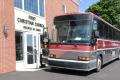 Photograph: [Bus outside of First Christian Church of Kent]
