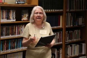 [Joyce Knight leading library tour]