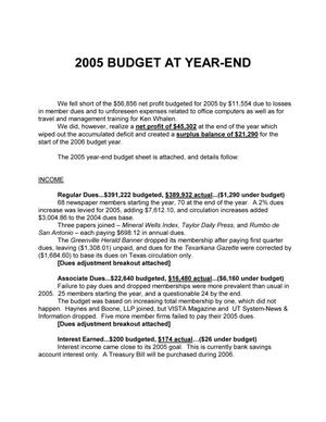 [TDNA 2005 Budget at Year-end]