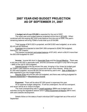 [TDNA 2007 Year-End Budget Projection]