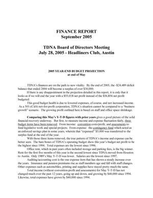 [TNDA Finance Report, September 2005]