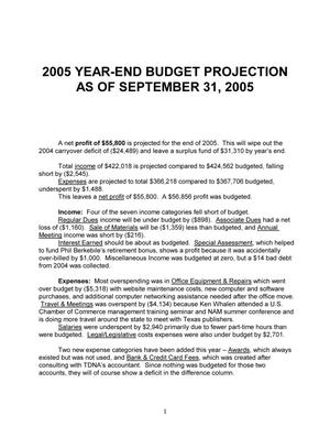 [TDNA 2005 Year-End Budget Projection]