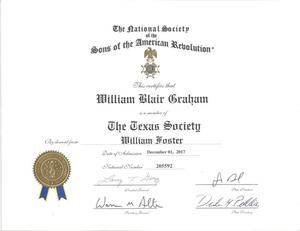 [Membership certificate, William Blair Graham]